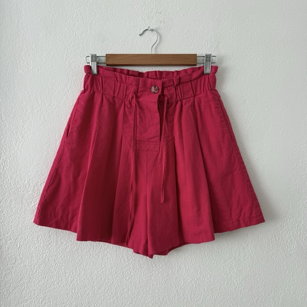 Madison The‎ Label Mayla Pink Linen Blend Shorts Pleated Size Small - Picture 4 of 9